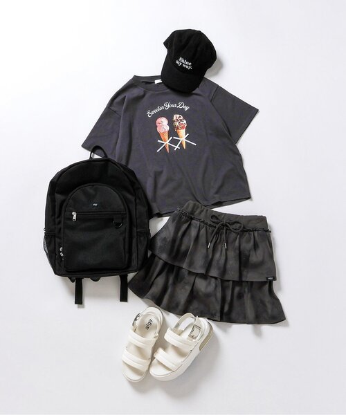 algy(アルジー)の「転写アイスりぼん半袖Tシャツ(Tシャツ/カットソー・キッズ・オフホワイト/チャコール/サックスブルー・160/150/140/130)」の11枚目の写真