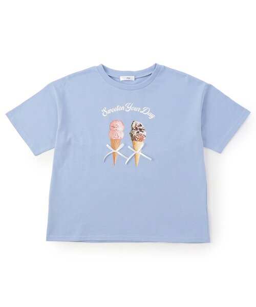 algy(アルジー)の「転写アイスりぼん半袖Tシャツ(Tシャツ/カットソー・キッズ・オフホワイト/チャコール/サックスブルー・160/150/140/130)」の16枚目の写真