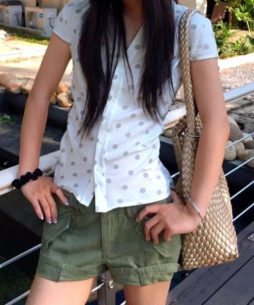 SHEENA(シーナ)の「ドットフレンチスリーブ半袖シャツ(Tシャツ/カットソー・レディース・ホワイト・M)」の5枚目の写真