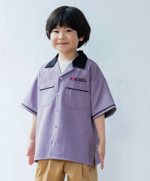and D. petit main(アンドディープティマイン)の「【サーティワン アイスクリーム】刺しゅうロゴシャツ(シャツ/ブラウス・キッズ・パープル/ベージュ・120cm/110cm/100cm)」の2枚目の写真