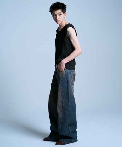 [タグ付き] camphor wood サイドシームセミフレアスラブデニム SIDE SEAM SEMI-FLARE SLUB JEANS / サイドシームセミフレアスラブ