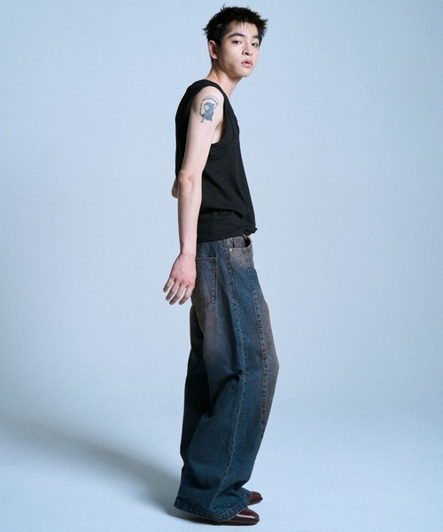 [タグ付き] camphor wood サイドシームセミフレアスラブデニム SIDE SEAM SEMI-FLARE SLUB JEANS / サイドシームセミフレアスラブ