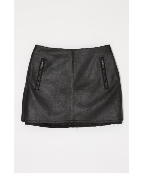 MOUSSY(マウジー)の「AGED F/LEATHER ミニスカート(スカート・レディース・ブラック/ブラウン・1/2)」の1枚目の写真