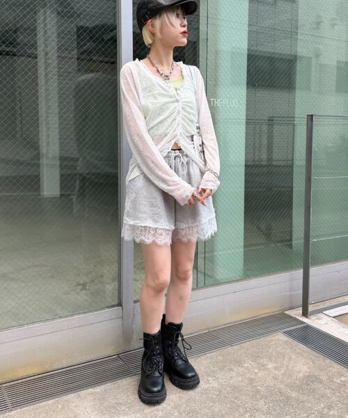 w closet(ダブルクローゼット)の「レースショートスウェットPT(その他パンツ・レディース・アイボリー/イエロー/グレー・FREE)」の19枚目の写真