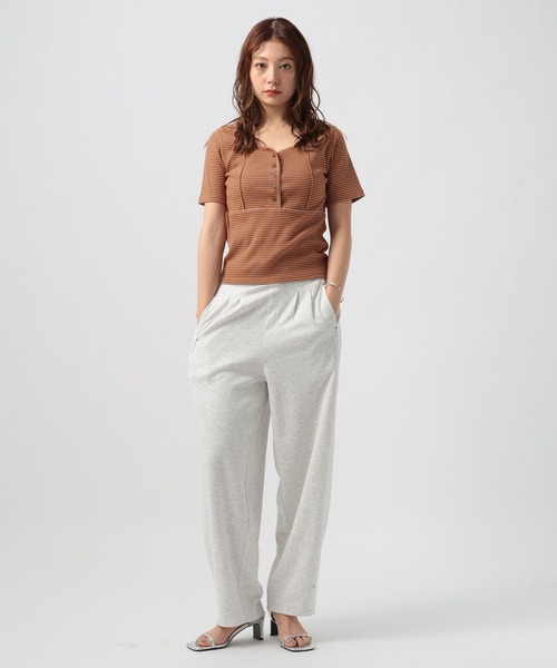 BAYFLOW(ベイフロー)の「コンパクトリブヘンリー半袖Tシャツ(Tシャツ/カットソー・レディース・ヘザーグレー/ブラウン/オフホワイト・FREE)」の21枚目の写真