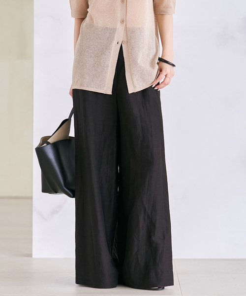 plage（プラージュ）の「Linen Mix Wide パンツ（その他パンツ・レディース・ブラウン/アイボリー/ブラック・38/36/34）」の2枚目の写真