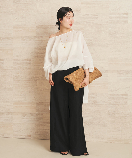 plage（プラージュ）の「Linen Mix Wide パンツ（その他パンツ・レディース・ブラウン/アイボリー/ブラック・38/36/34）」の13枚目の写真