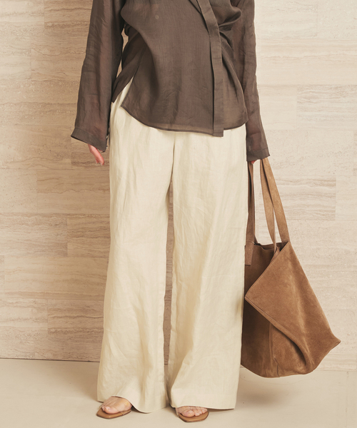 plage（プラージュ）の「Linen Mix Wide パンツ（その他パンツ・レディース・ブラウン/アイボリー/ブラック・38/36/34）」の4枚目の写真
