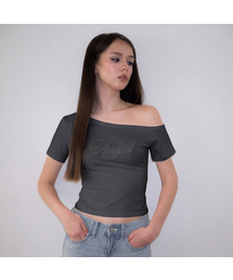 Sweet Angel Patchwork T-shirt [Charcoal]