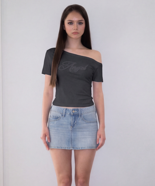 ROSEFRANTZ（ロゼフランツ）の「Sweet Angel Patchwork T-shirt [Charcoal]（Tシャツ/カットソー・レディース・チャコールグレー・OS）」の2枚目の写真