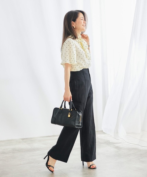 &BLOOM（アンドブルーム）の「リネン混 ハイウエスト ワイドパンツ ＆BLOOM（アンドブルーム）（その他パンツ・レディース・ブラック/グレイッシュベージュ・L/M）」の15枚目の写真