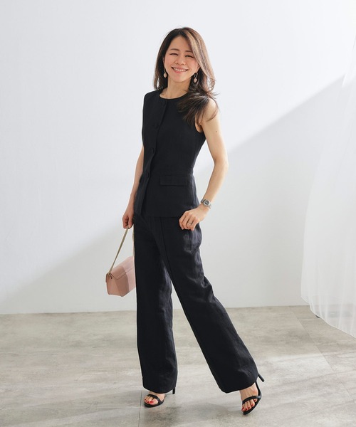 &BLOOM（アンドブルーム）の「リネン混 ハイウエスト ワイドパンツ ＆BLOOM（アンドブルーム）（その他パンツ・レディース・ブラック/グレイッシュベージュ・L/M）」の20枚目の写真