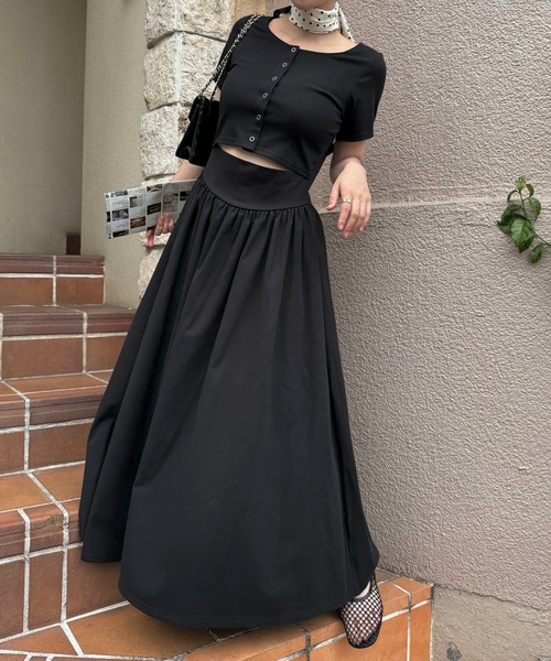 WILLFULLY(ウィルフリー)の「healthy cut out waist snap button OP(ワンピース・レディース・チャコール/ブラック/オリーブ・FREE)」の13枚目の写真