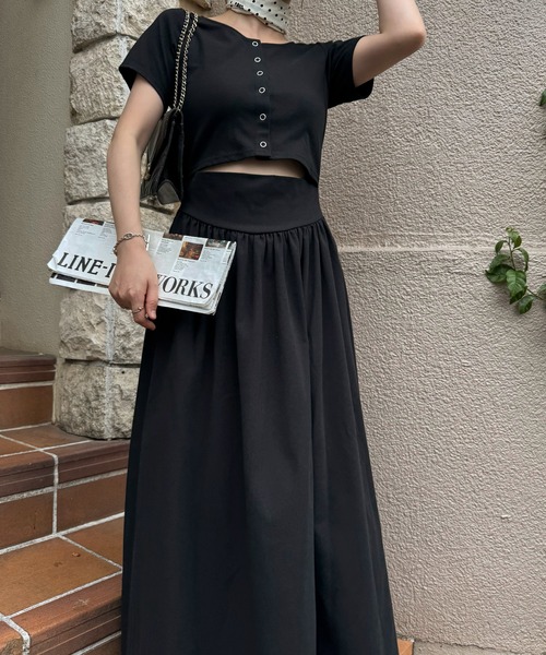 WILLFULLY(ウィルフリー)の「healthy cut out waist snap button OP(ワンピース・レディース・チャコール/ブラック/オリーブ・FREE)」の14枚目の写真