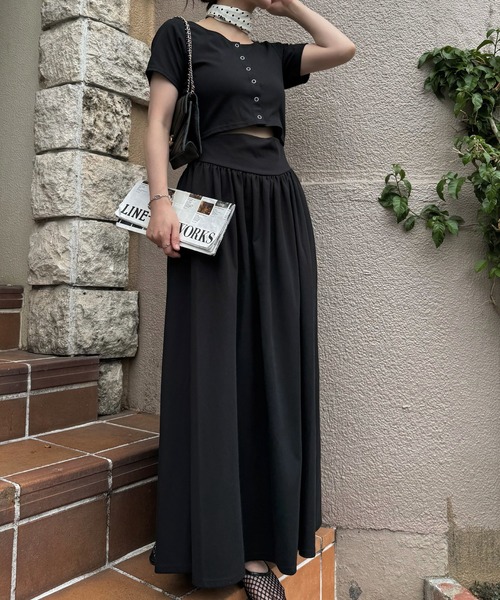 WILLFULLY(ウィルフリー)の「healthy cut out waist snap button OP(ワンピース・レディース・チャコール/ブラック/オリーブ・FREE)」の15枚目の写真