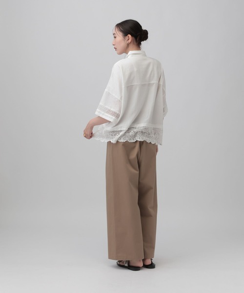 LEPSIM(レプシィム)の「レース切り替えポンチョ5分袖シャツ 805512(シャツ/ブラウス・レディース・キャメル/ブラック/オフホワイト/アイボリー・FREE)」の12枚目の写真