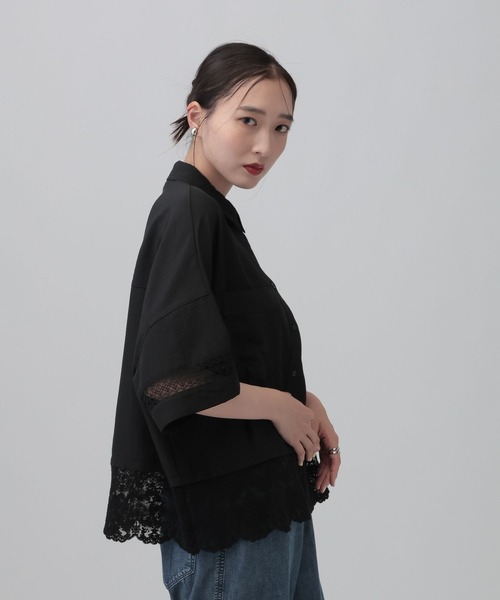 LEPSIM(レプシィム)の「レース切り替えポンチョ5分袖シャツ 805512(シャツ/ブラウス・レディース・キャメル/ブラック/オフホワイト/アイボリー・FREE)」の16枚目の写真