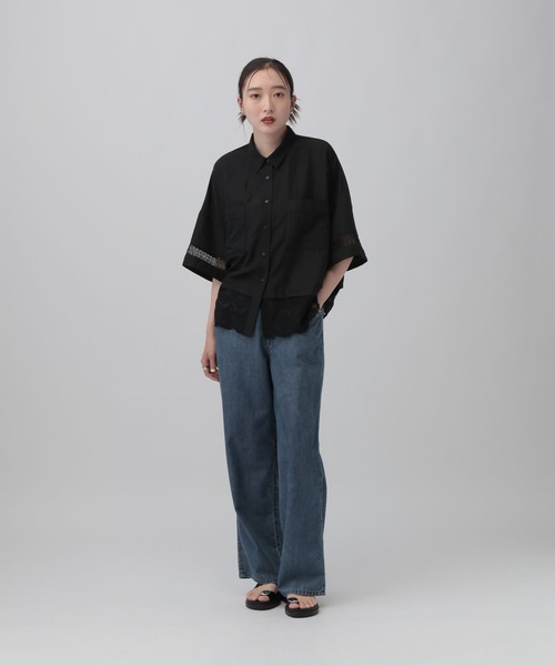LEPSIM(レプシィム)の「レース切り替えポンチョ5分袖シャツ 805512(シャツ/ブラウス・レディース・キャメル/ブラック/オフホワイト/アイボリー・FREE)」の18枚目の写真