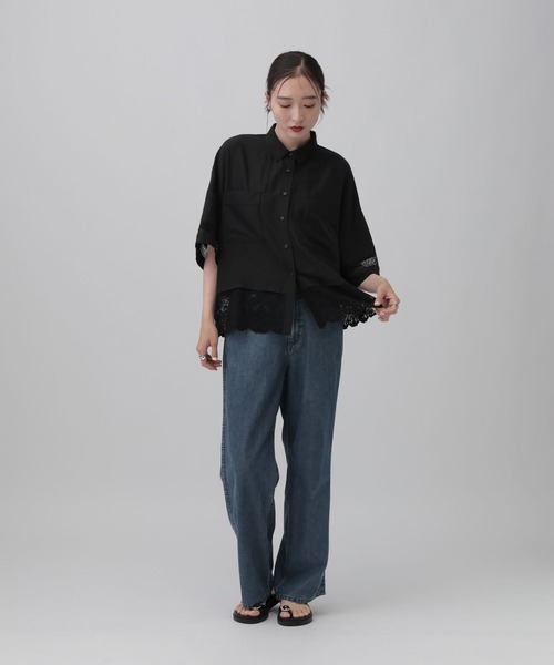 LEPSIM(レプシィム)の「レース切り替えポンチョ5分袖シャツ 805512(シャツ/ブラウス・レディース・キャメル/ブラック/オフホワイト/アイボリー・FREE)」の21枚目の写真