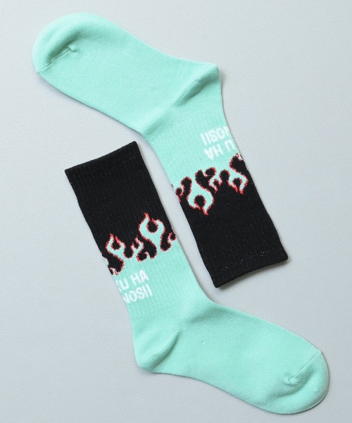 MARKEY'S(マーキーズ)の「【BOKU HA TANOSII】別注 ファイヤーパターンソックス/junior(19-21cm)(ソックス/靴下・キッズ・レッド/ブルー/ミント/イエロー・19-21cm)」の2枚目の写真
