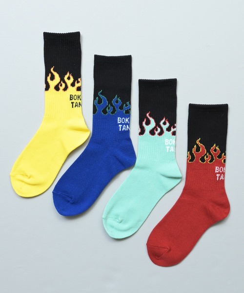 MARKEY'S(マーキーズ)の「【BOKU HA TANOSII】別注 ファイヤーパターンソックス/junior(19-21cm)(ソックス/靴下・キッズ・レッド/ブルー/ミント/イエロー・19-21cm)」の8枚目の写真