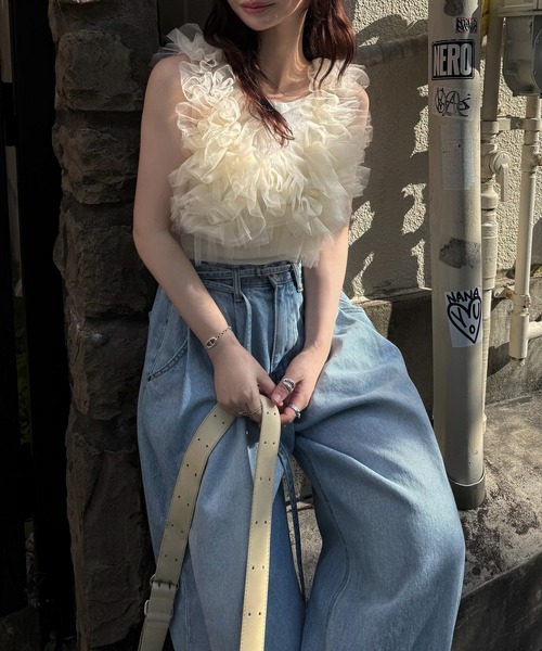 WILLFULLY(ウィルフリー)の「random gather tulle vest sheer blouse SET(シャツ/ブラウス・レディース・ブラック/アイボリー/ブルー系その他/ピンク系その他・FREE)」の18枚目の写真