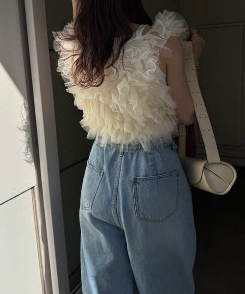 WILLFULLY(ウィルフリー)の「random gather tulle vest sheer blouse SET(シャツ/ブラウス・レディース・ブラック/アイボリー/ブルー系その他/ピンク系その他・FREE)」の7枚目の写真