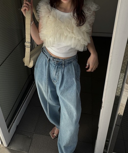 WILLFULLY(ウィルフリー)の「random gather tulle vest sheer blouse SET(シャツ/ブラウス・レディース・ブラック/アイボリー/ブルー系その他/ピンク系その他・FREE)」の8枚目の写真