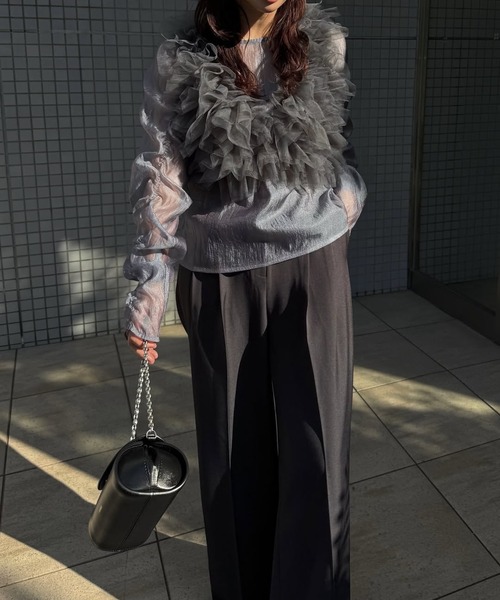 WILLFULLY(ウィルフリー)の「random gather tulle vest sheer blouse SET(シャツ/ブラウス・レディース・ブラック/アイボリー/ブルー系その他/ピンク系その他・FREE)」の20枚目の写真