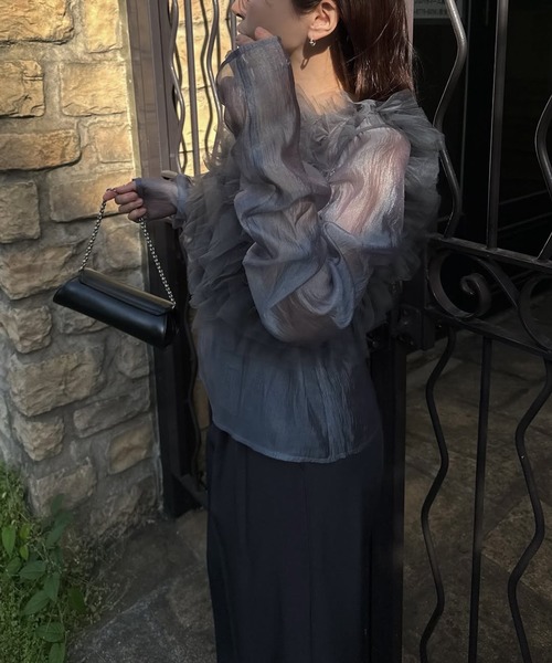 WILLFULLY(ウィルフリー)の「random gather tulle vest sheer blouse SET(シャツ/ブラウス・レディース・ブラック/アイボリー/ブルー系その他/ピンク系その他・FREE)」の14枚目の写真