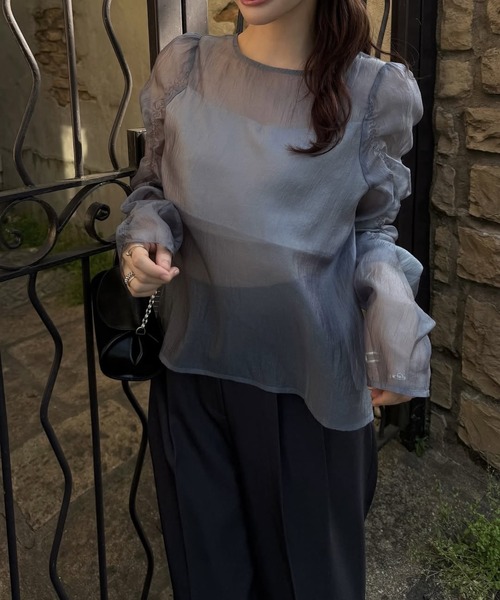 WILLFULLY(ウィルフリー)の「random gather tulle vest sheer blouse SET(シャツ/ブラウス・レディース・ブラック/アイボリー/ブルー系その他/ピンク系その他・FREE)」の16枚目の写真