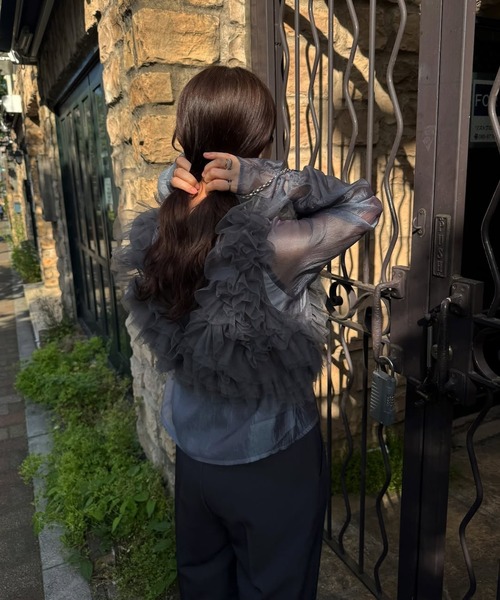 WILLFULLY(ウィルフリー)の「random gather tulle vest sheer blouse SET(シャツ/ブラウス・レディース・ブラック/アイボリー/ブルー系その他/ピンク系その他・FREE)」の17枚目の写真