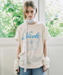 NICOLE BUTTERFLY SLEEVE TOP_BEIGE BLUE