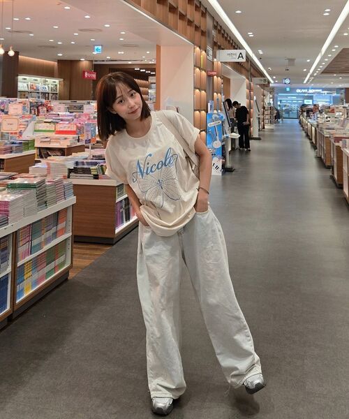 NICK&NICOLE（ニックアンドニコール）の「NICOLE BUTTERFLY SLEEVE TOP_BEIGE BLUE（Tシャツ/カットソー・レディース・その他・MEDIUM/LARGE）」の6枚目の写真