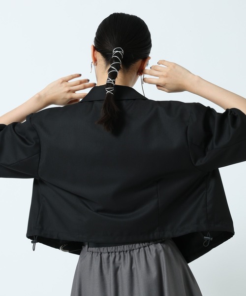 PAGEBOY(ページボーイ)の「【セットアップ対応】ドロストショートジャケット(テーラードジャケット・レディース・グレー/ブラック・FREE)」の6枚目の写真