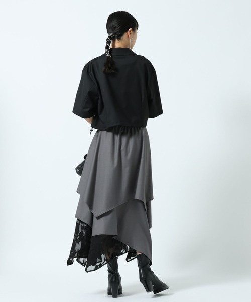PAGEBOY(ページボーイ)の「【セットアップ対応】ドロストショートジャケット(テーラードジャケット・レディース・グレー/ブラック・FREE)」の10枚目の写真