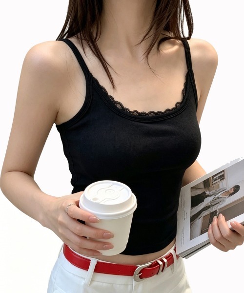 Miniministore(ミニミニストア)の「カップ付きキャミソール インナー重ね着(キャミソール・レディース・ホワイト/ブラック/ブラウン/グレー/イエロー・FREE)」の3枚目の写真