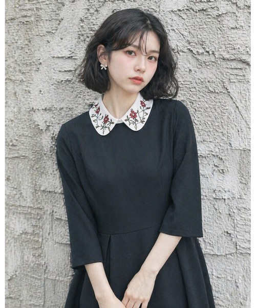 Bls】【ZA】【Bling Leads】刺繍 フラワーデザイン付け襟（付け襟