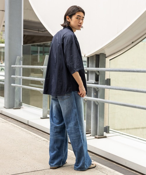 BAYFLOW（ベイフロー）の「[WEB限定/驚くほどに軽い]エアリーナイロン半袖シャツ（シャツ/ブラウス・メンズ・ネイビー/グレー/カーキ・SMALL/MEDIUM/LARGE）」の6枚目の写真