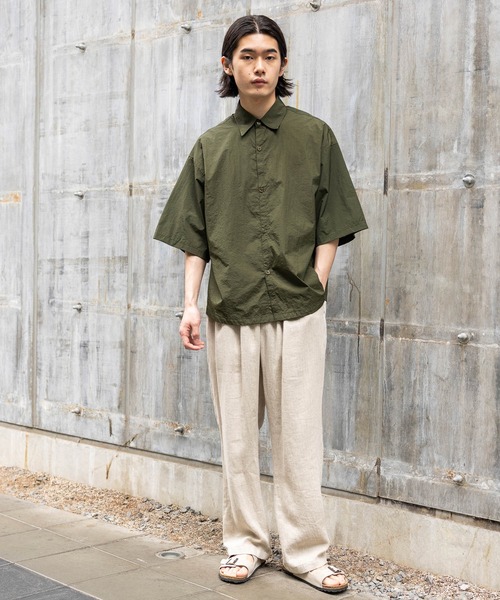 BAYFLOW（ベイフロー）の「[WEB限定/驚くほどに軽い]エアリーナイロン半袖シャツ（シャツ/ブラウス・メンズ・ネイビー/グレー/カーキ・SMALL/MEDIUM/LARGE）」の21枚目の写真