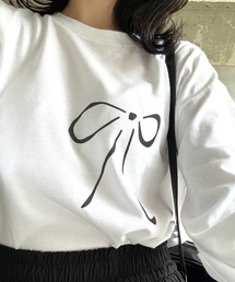 ブラックリボンプリントロンT／長袖Tシャツ(hsyd)