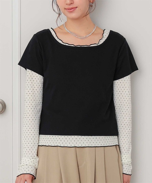 titivate(ティティベイト)の「半袖レイヤードカットソーSET(Tシャツ/カットソー・レディース・ダークブラウン/クリーム/ブラック/ライトグレー・M/L)」の5枚目の写真