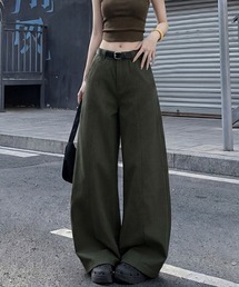 センター切り替え入りカーブワイドパンツ