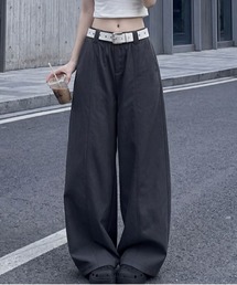 センター切り替え入りカーブワイドパンツ