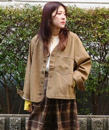 ノーカラーカラーデニムジャケット