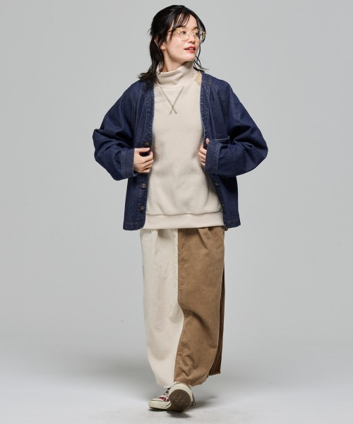 KRIFF MAYER Lady's Collection(クリフメイヤーレディースコレクション)の「ノーカラーカラーデニムジャケット(デニムジャケット・レディース・ベージュ/ダークグリーン/ダークブルー・MEDIUM/LARGE)」の16枚目の写真