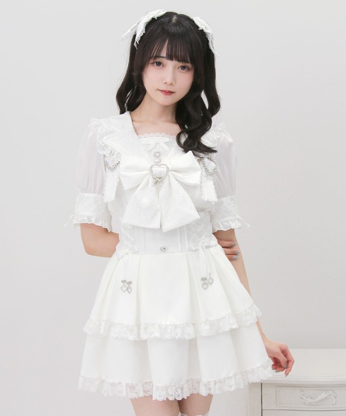 DearMyLove(ディアマイラブ)の「レース重ねテーラードセーラー襟ブラウス(シャツ/ブラウス・レディース・ホワイト×ブラック/ホワイト/ベビーピンク・MEDIUM/3L/LARGE)」の7枚目の写真