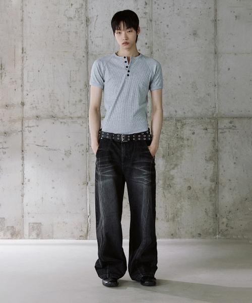 P.IN.O(ピインオ)の「リブドゴルジマッスルヘンリーネック - メランジェ(Tシャツ/カットソー・メンズ・その他・MEDIUM/LARGE)」の4枚目の写真
