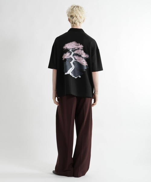 HARE（ハレ）の「【接触冷感】BONSAIバックプリントスキッパーカット(HARE)（Tシャツ/カットソー・メンズ・ブラック/ホワイト・FREE）」の6枚目の写真