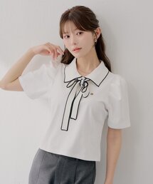 Chico | 【SALON  by Chico】バイカラーリボンパフ袖ポロT(ポロシャツ)